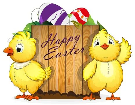 Chickens and Easter eggs Stock Illustration