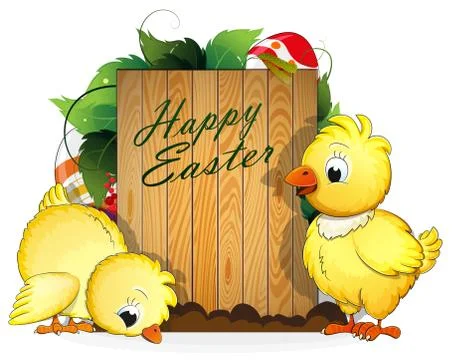 Chickens and painted Easter eggs 스톡 일러스트