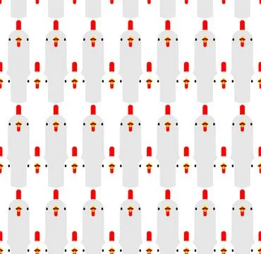 Chickens pattern seamless. Chicken background. White Hen texture Illustrazione stock