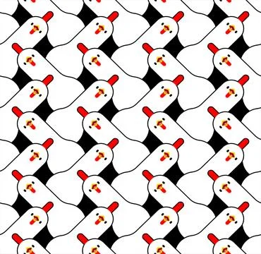 Chickens pattern seamless. Chicken background. White Hen texture Stock Illustration