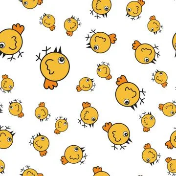 Chickens seamless pattern in cartoon style Stock Illustration