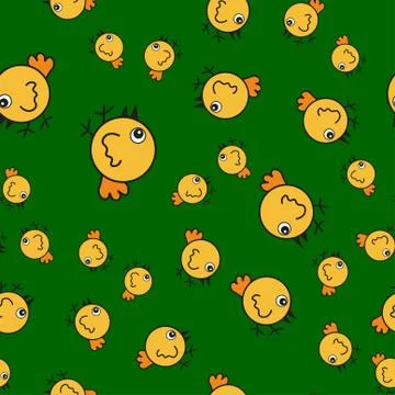 Chickens seamless pattern in cartoon style Stock Illustration