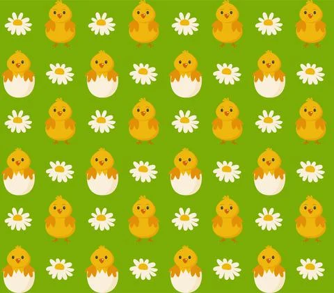 Chickens seamless pattern. Festive vector background for Easter. Illustrazione stock