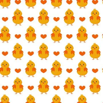 Chickens seamless pattern. Festive vector background for Easter. Stock Illustration