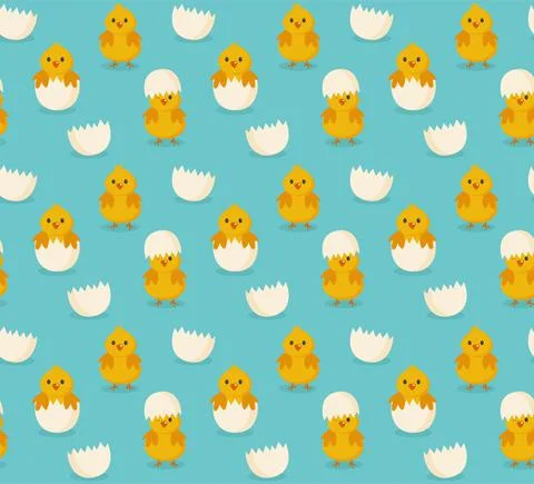 Chickens seamless pattern. Festive vector background for Easter. Illustrazione stock