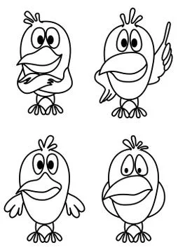 Chickens, set, contours Stock Illustration