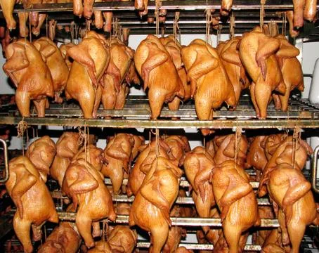 Chickens smoked Stock Photos