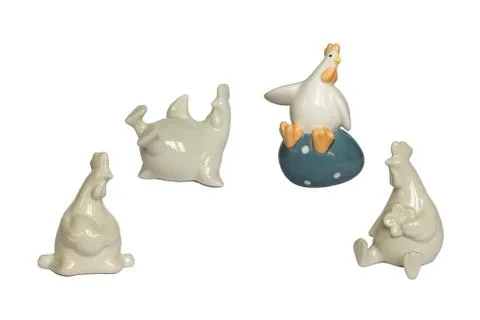 Chickens souvenir on white background Stock Illustration