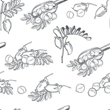 Chickpeas  beans. Vector  pattern. Stock Illustration