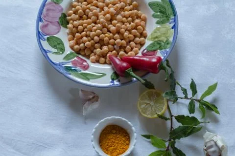 Chickpeas in a bowl Stock Photos