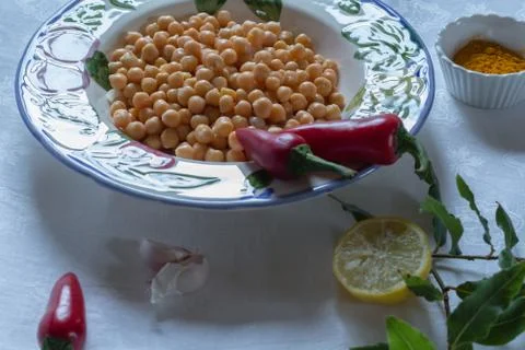 Chickpeas in a bowl Stock Photos