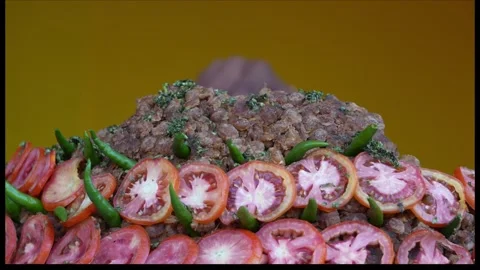 Chickpeas (chole) with fresh red tomatoes and green chilies, Indian cooking.. Stock Footage 346729865