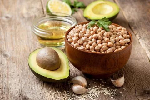 Chickpeas with fresh vegetables Stock Photos