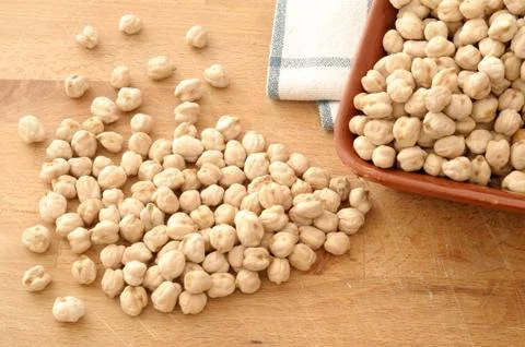 Chickpeas overturned from a pot Stock Photos