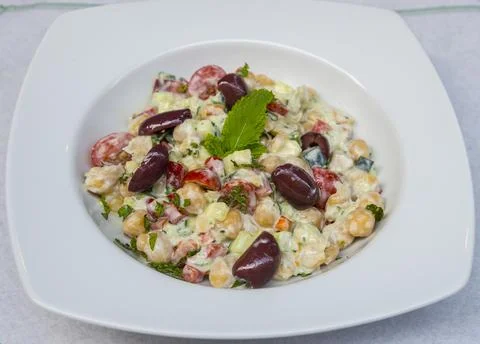 Chickpeas salad with vegetables Stock Photos
