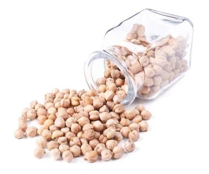 Chickpeas scattered on a white background Foto stock