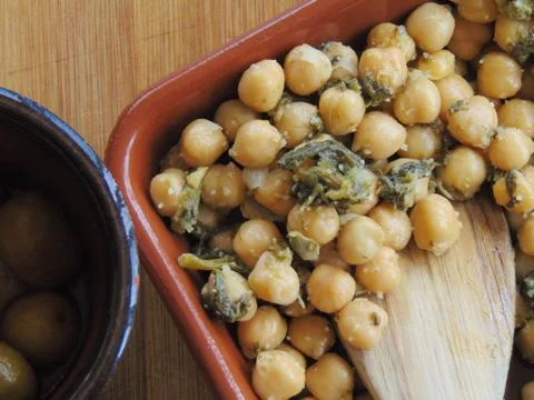 Chickpeas with spinach. Foto stock