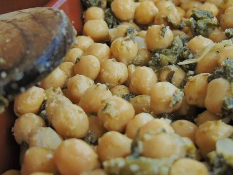 Chickpeas with spinach. Foto stock