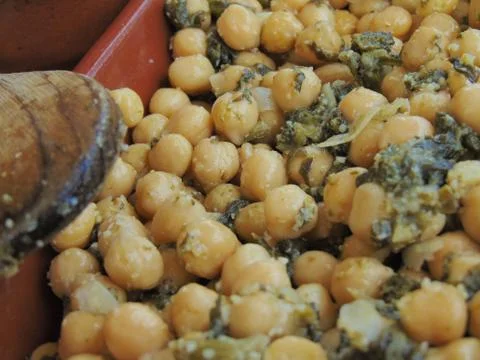 Chickpeas with spinach. Foto stock