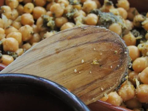 Chickpeas with spinach. Foto stock
