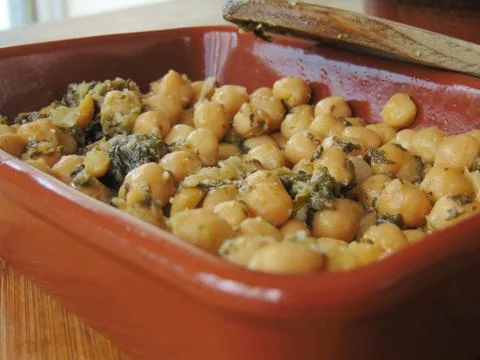 Chickpeas with spinach. Stock Photos