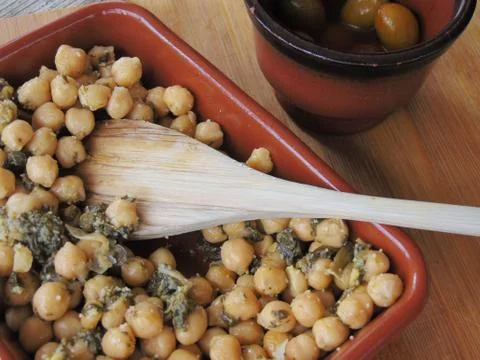 Chickpeas with spinach. Foto stock