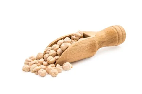Chickpeas on a spoon Stock Photos