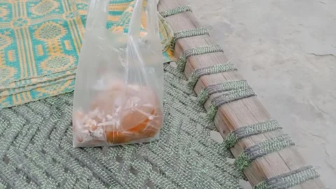 Chickpeas Stored Inside a Transparent Plastic Packet in Daylight Video stock 347182257