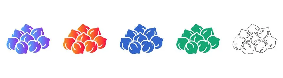 Chickpeas Vector Icon Collection icon set Stock Illustration