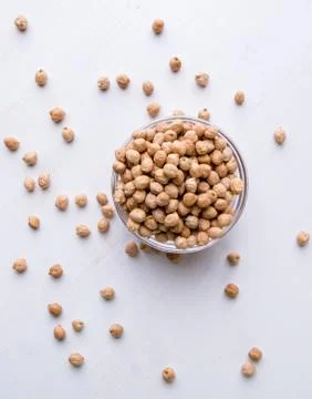 Chickpeas on white table Stock Photos