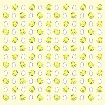 Chicks and Chicken Eggs Background Pattern Stock Illustration