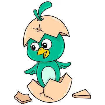 Chicks are born from egg shells, doodle kawaii. doodle icon image Stock Illustration