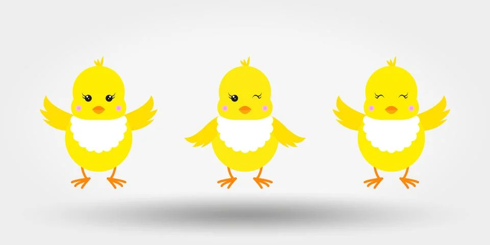 Chicks in bib. Icon. Vector illustration. Flat design Stock Illustration