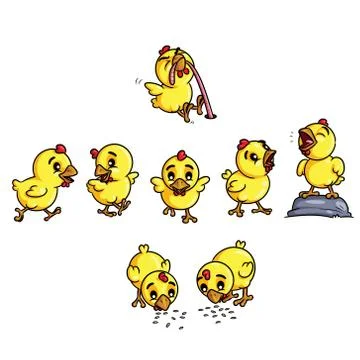 Chicks Cartoon 스톡 일러스트