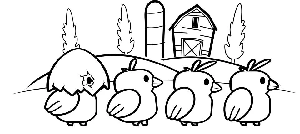 Chicks Farm Stock Illustration