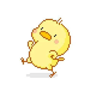 Chicks in pixel art. for 8 bit games. cross stitch pattern or t-shirt design  Stock Illustration