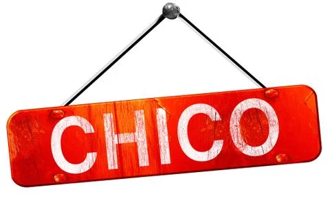 Chico, 3D rendering, a red hanging sign Stock Illustration