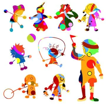 Chidren silhouettes Stock Illustration