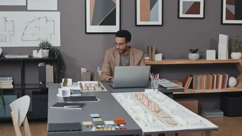 Chief Architect Using Portable Computer Video stock 203883840