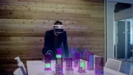 Chief Architect Working On City Planning Wearing Vr Headset Designs On A Hologra Stock Footage