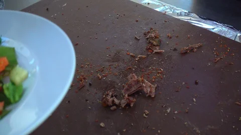 The chief chops meat of lamb or beef. Stock Footage 97346299