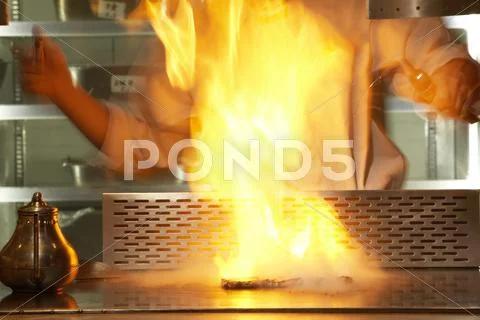Chief cooking teppanyaki Stock Photos