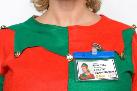 Chief Elf name tag Stock Photos