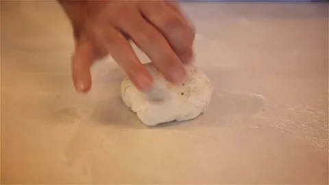 Chief knead the dough. Kneading, close up. 스톡 동영상 74474953