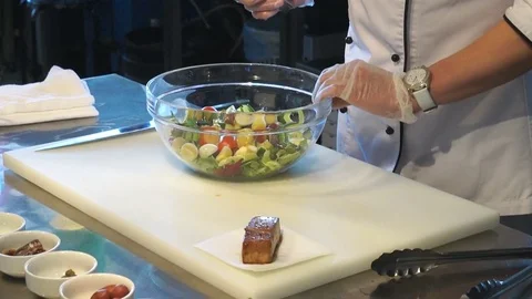 Chief make salad Video stock 70362697