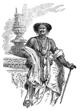 Chief from Odisha or Orissa, Eastern India. History and Culture of Asia. Antique Stock Illustration