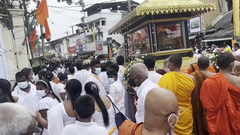 Chief priest funeral procession of Hendala temple, Wattala on 30.07.2022 Stock Footage 202166271