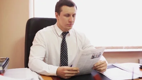 The chief at the table and the secretary Stock Footage 75779186