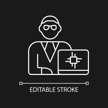 Chief technology officer white linear icon for dark theme Stock Illustration