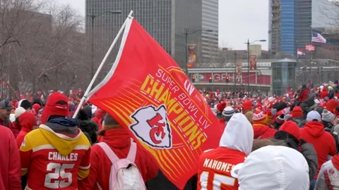 Chiefs flag at rally Stock Footage 140622957